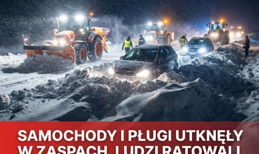 Samochody i pługi utknęły w zaspach. Ludzi ratowali rolnicy